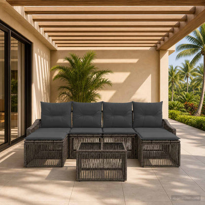 Set Divano da Giardino 7 pcs Grigio polyrattan | homemem39