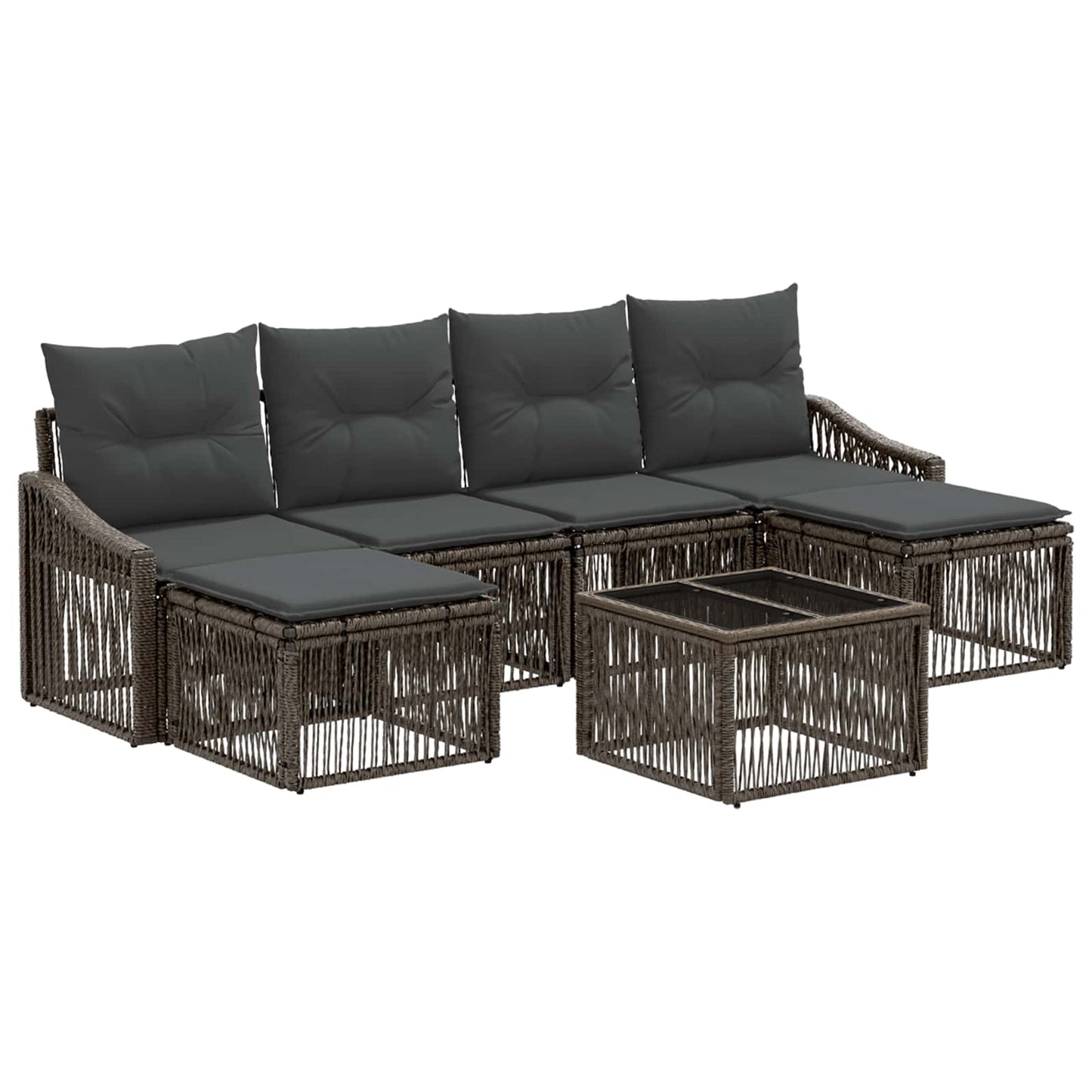 Set Divano da Giardino 7 pcs Grigio polyrattan | homemem39