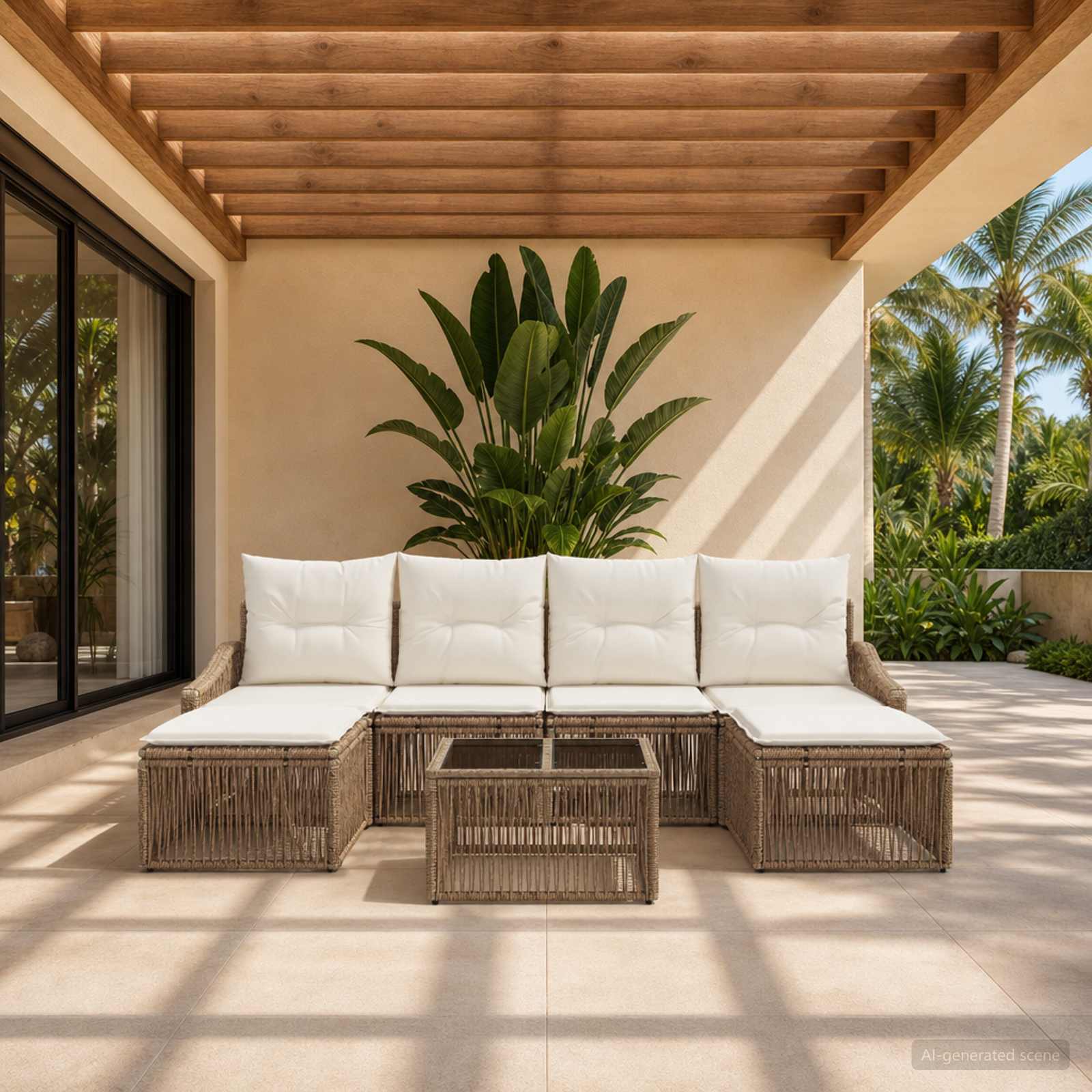 Set Divano da Giardino 7 pcs Beige polyrattan | homemem39
