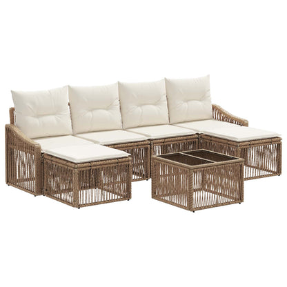 Set Divano da Giardino 7 pcs Beige polyrattan | homemem39