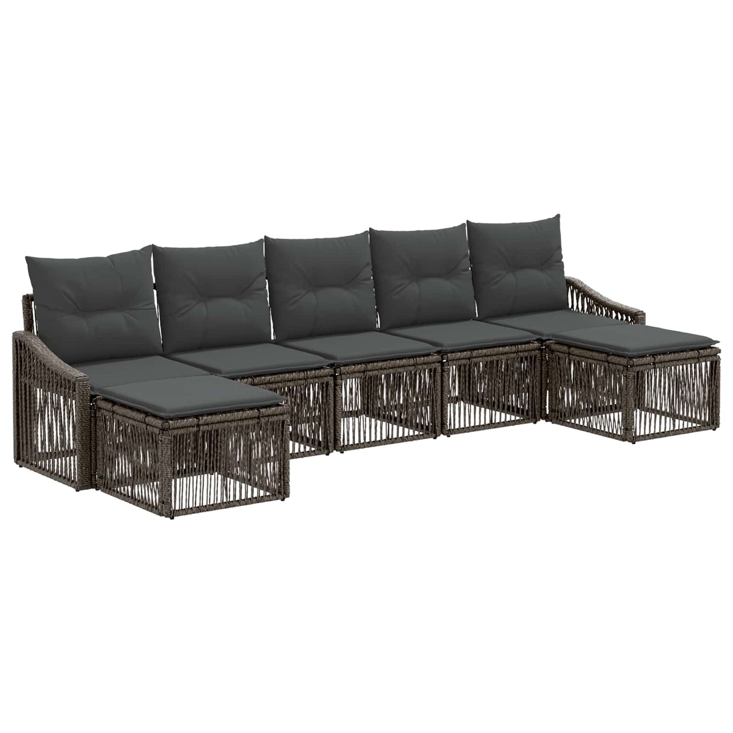 Set Divano da Giardino 7 pcs Grigio polyrattan | homemem39