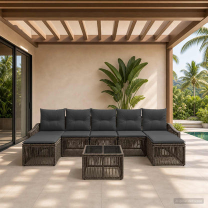 Set Divano da Giardino 8 pcs Grigio polyrattan