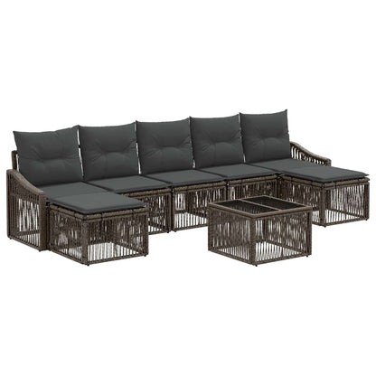 Set Divano da Giardino 8 pcs Grigio polyrattan