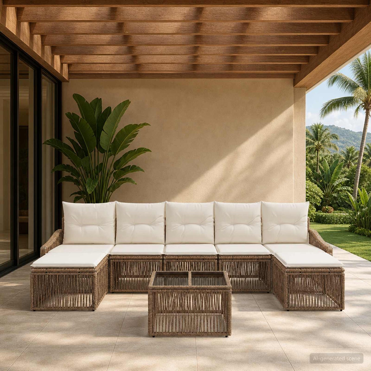 Set Divano da Giardino 8 pcs Beige polyrattan | homemem39