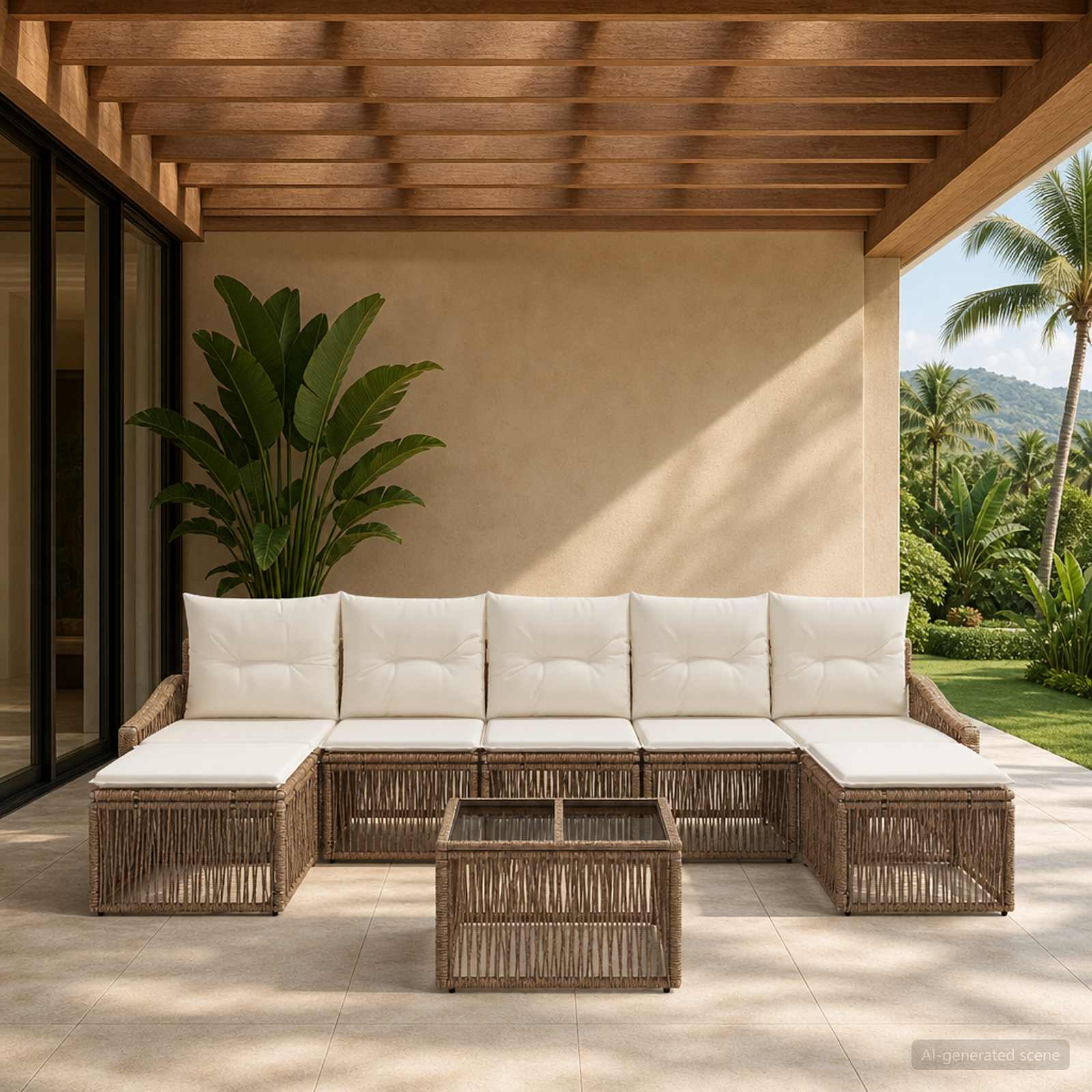Set Divano da Giardino 8 pcs Beige polyrattan | homemem39