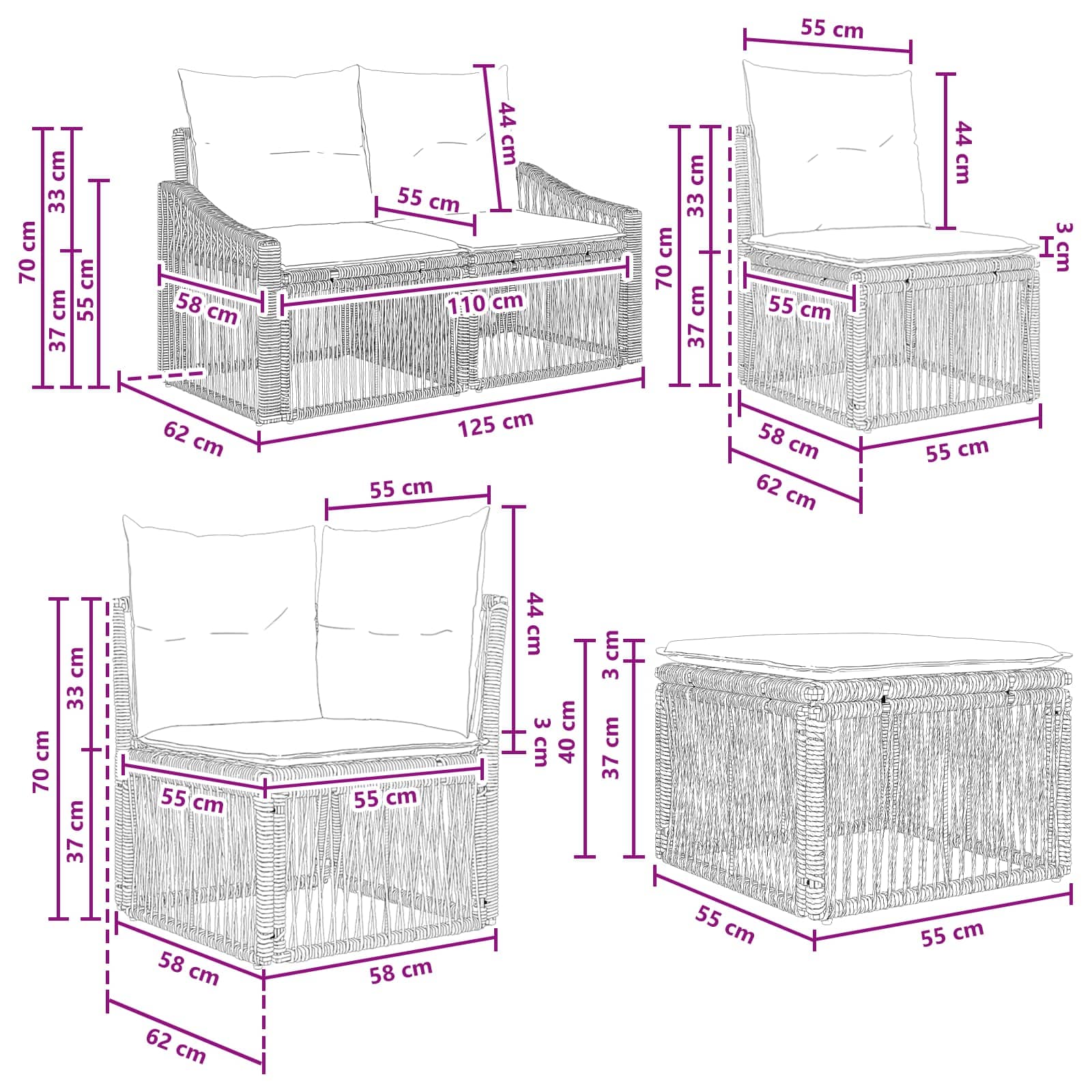 Set Divano da Giardino 8 pcs Beige polyrattan | homemem39