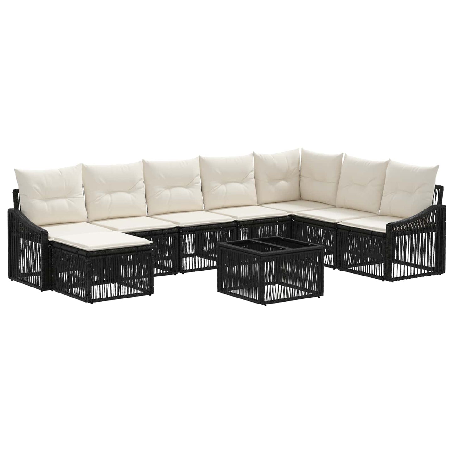 Set Divano da Giardino 9 pcs Nero polyrattan | homemem39