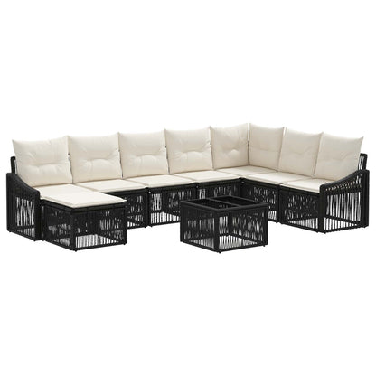 Set Divano da Giardino 9 pcs Nero polyrattan | homemem39