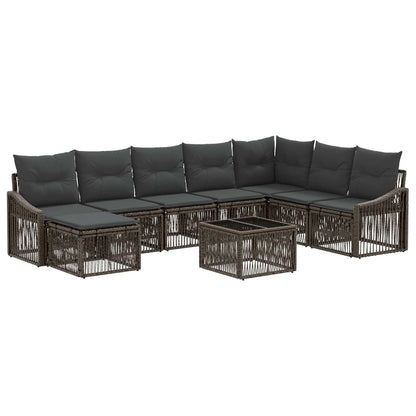 Set Divano da Giardino 9 pcs Grigio polyrattan | homemem39