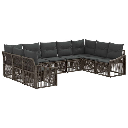 Set Divano da Giardino 9 pcs Grigio polyrattan | homemem39