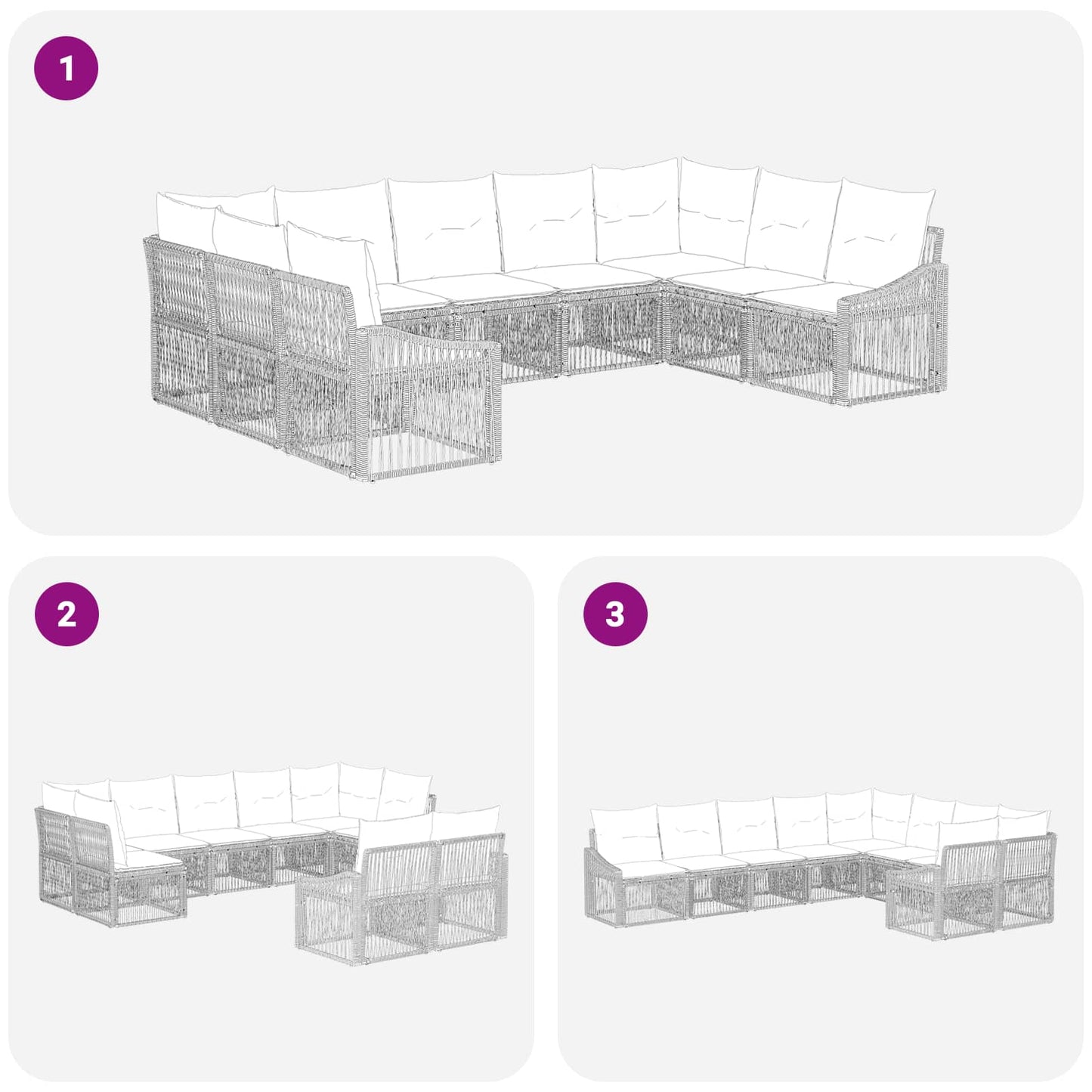 Set Divano da Giardino 9 pcs Beige polyrattan | homemem39
