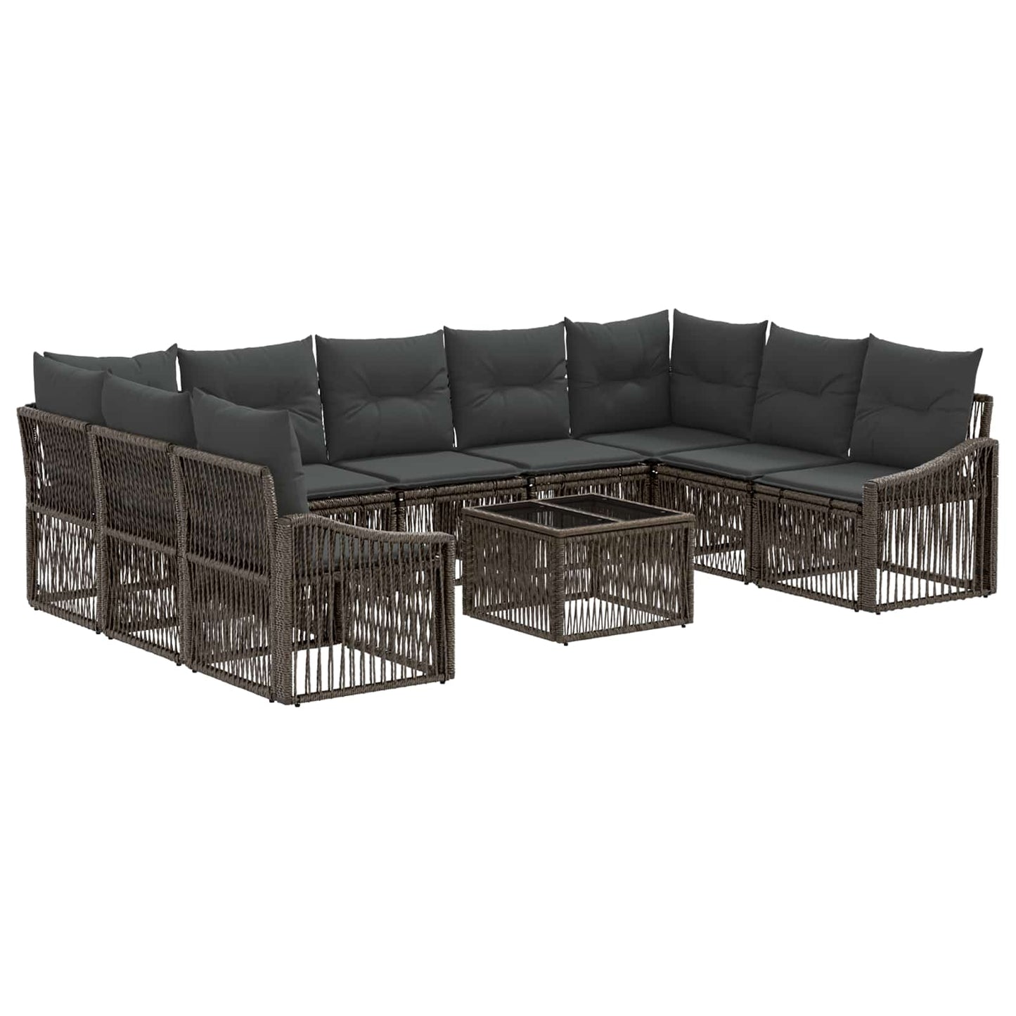 Set Divano da Giardino 10 pcs Grigio polyrattan | homemem39