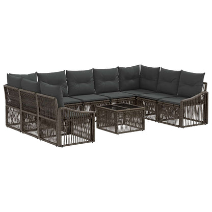 Set Divano da Giardino 10 pcs Grigio polyrattan | homemem39