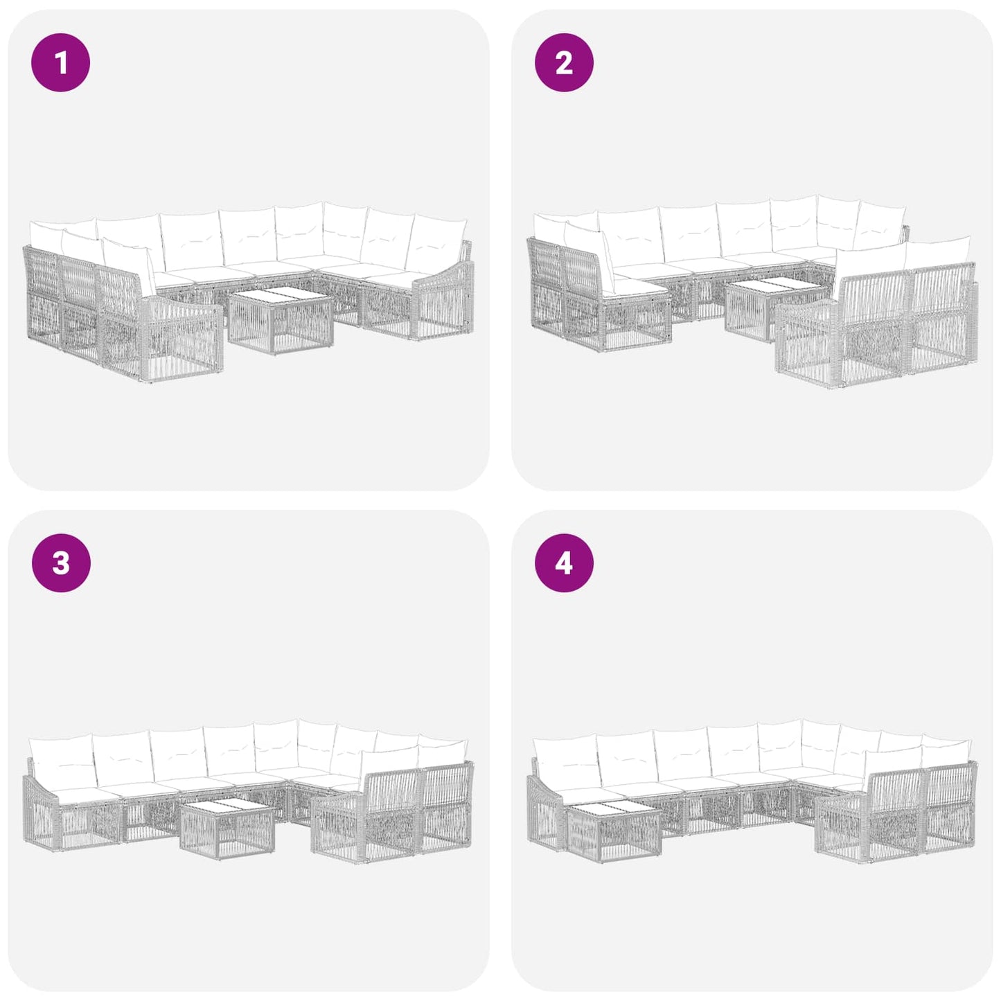 Set Divano da Giardino 10 pcs Grigio polyrattan | homemem39