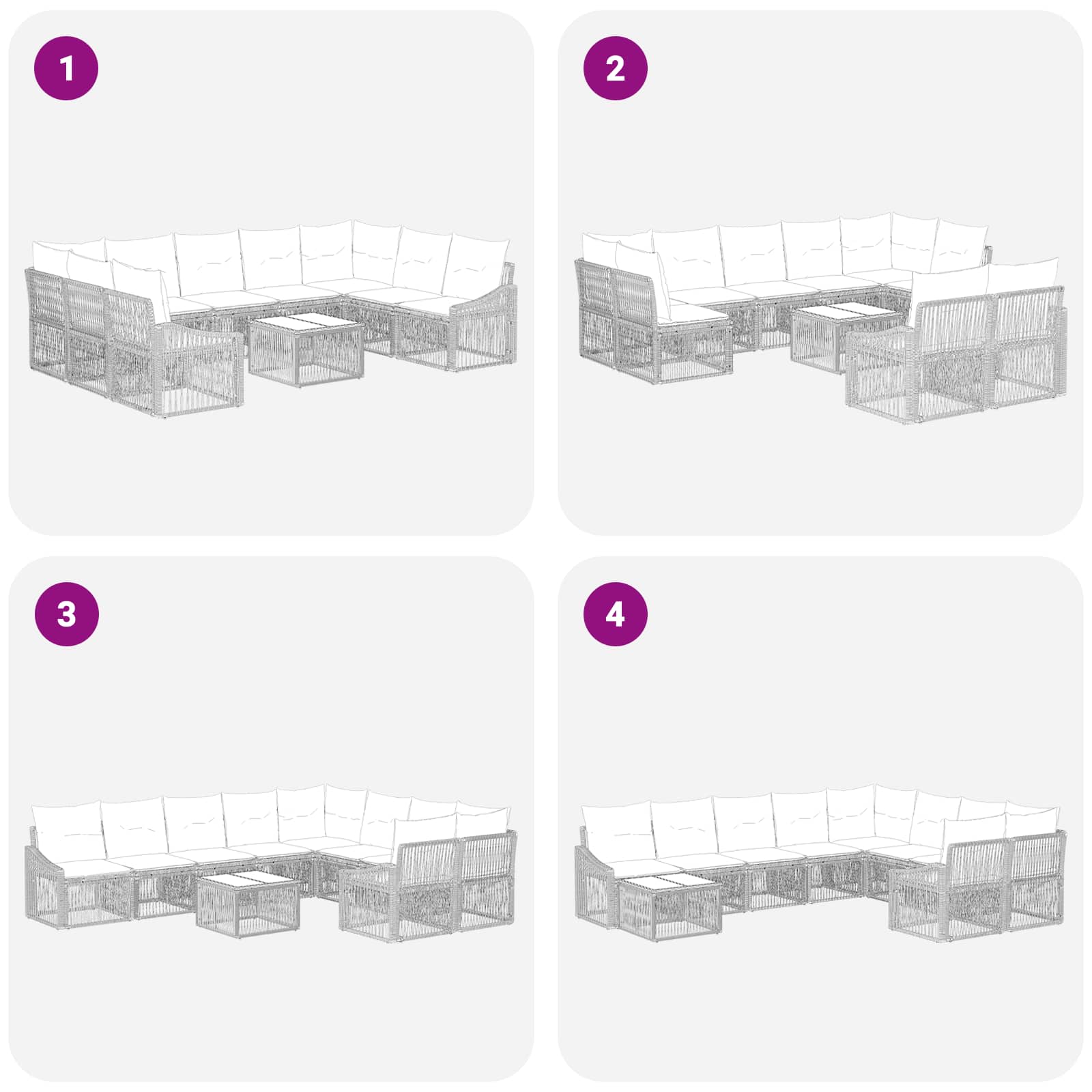 Set Divano da Giardino 10 pcs Grigio polyrattan | homemem39