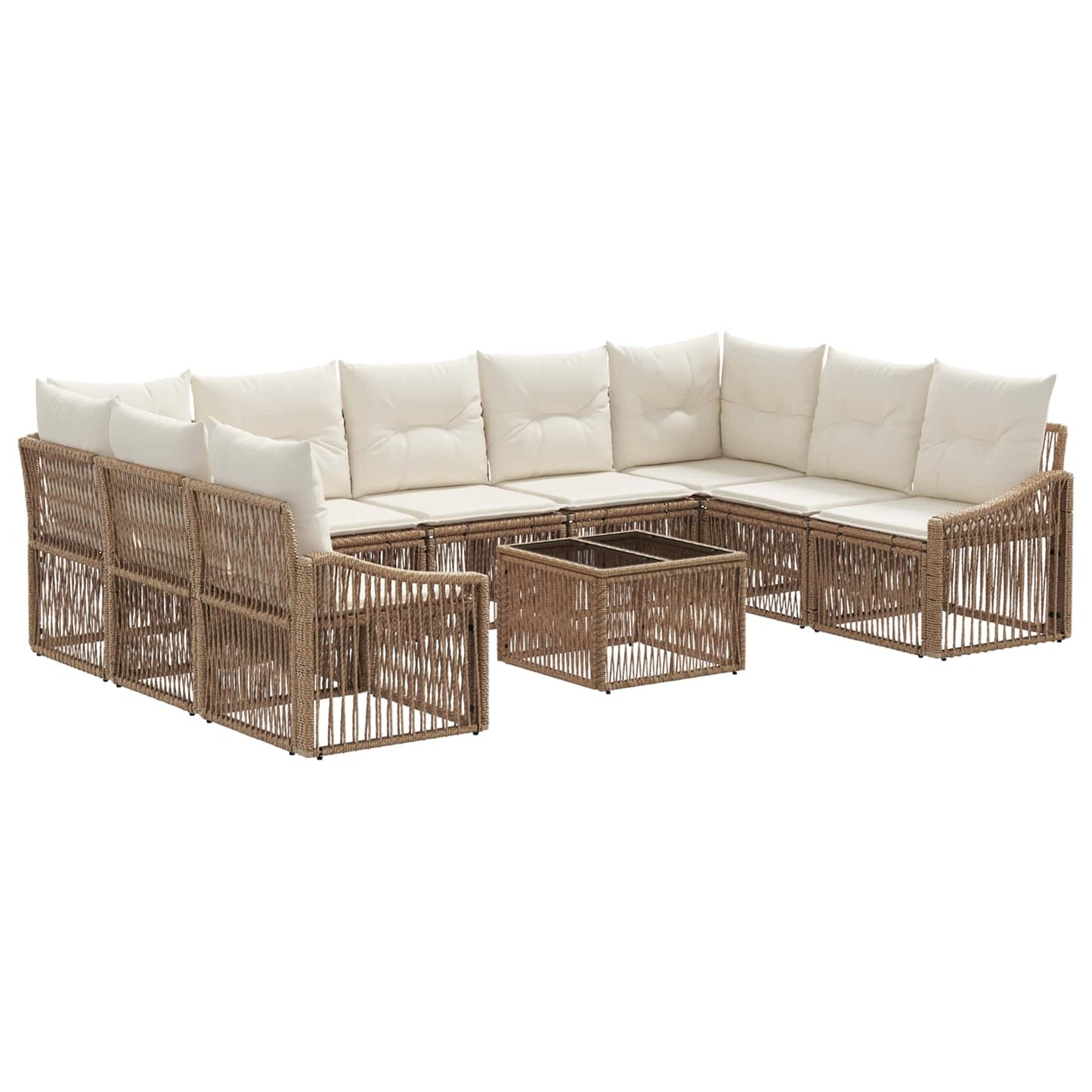 Set Divano da Giardino 10 pcs Beige polyrattan | homemem39