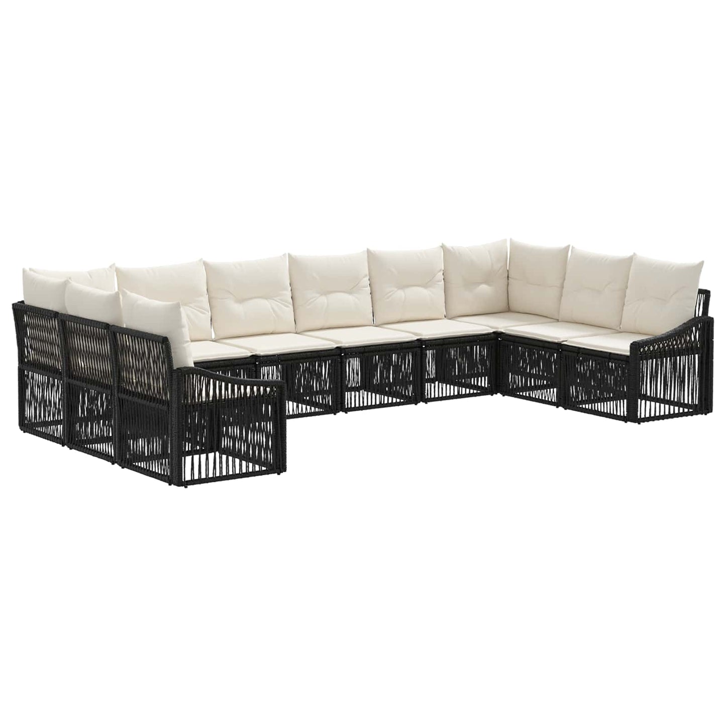 Set Divano da Giardino 10 pcs Nero polyrattan | homemem39