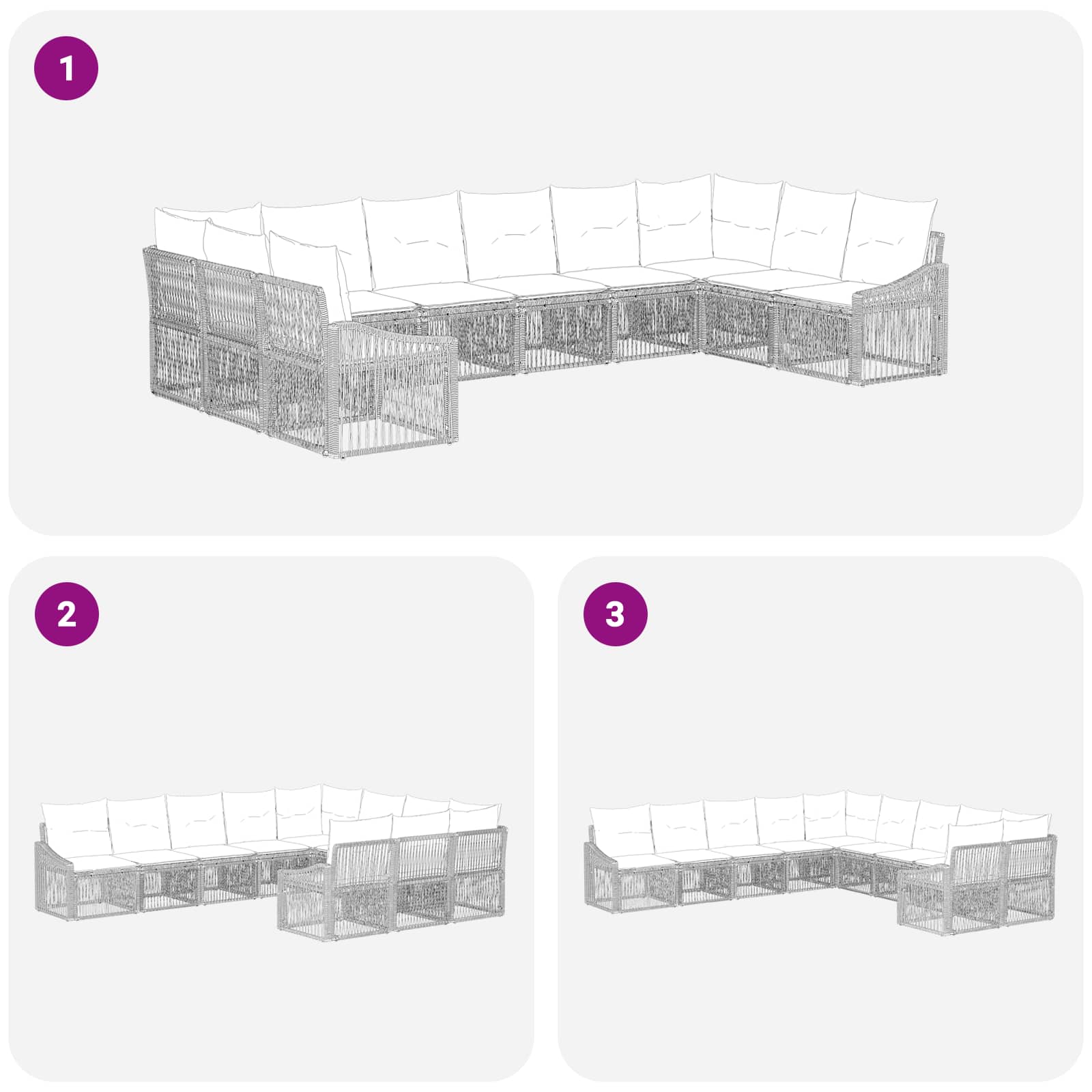 Set Divano da Giardino 10 pcs Nero polyrattan | homemem39