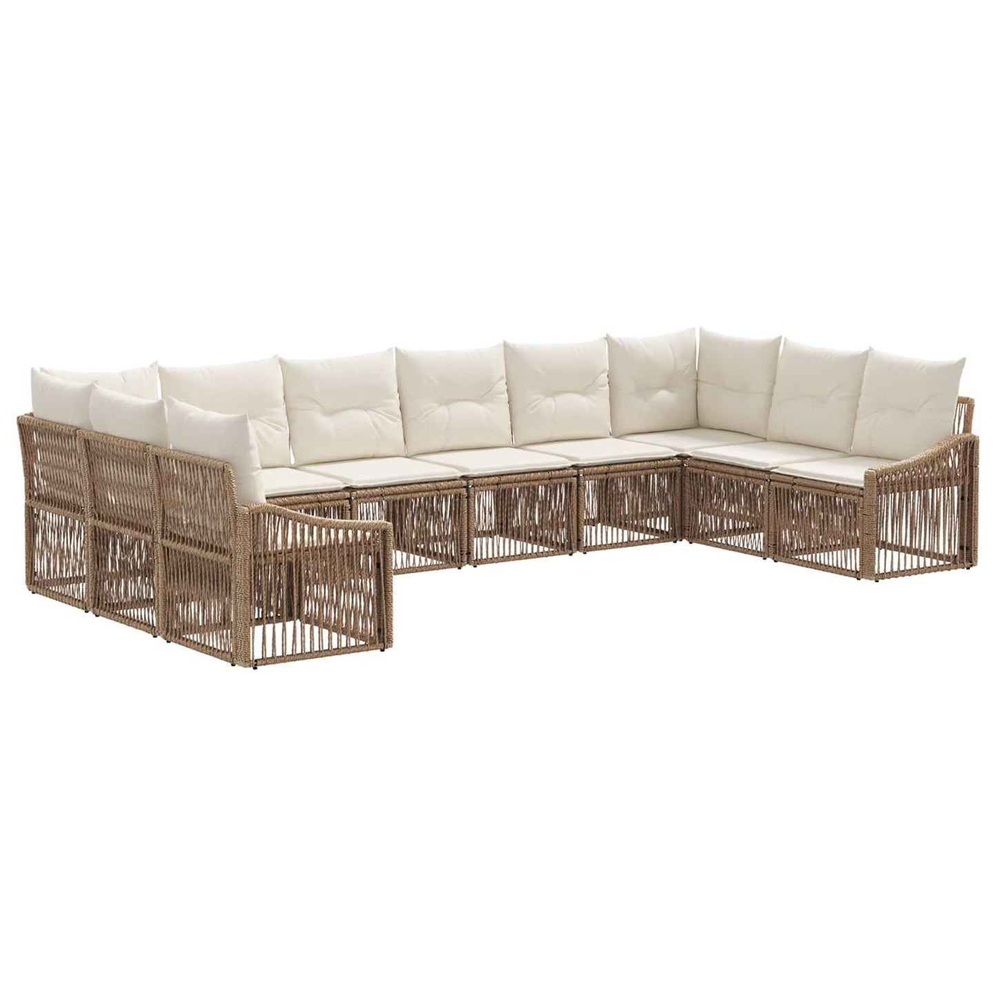 Set Divano da Giardino 10 pcs Beige polyrattan | homemem39