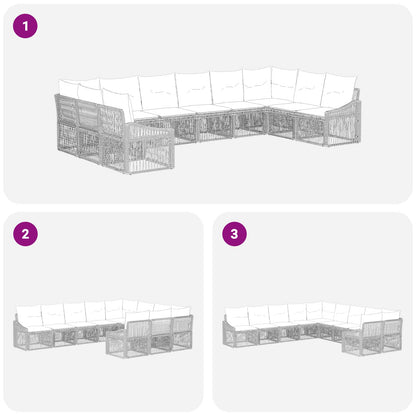 Set Divano da Giardino 10 pcs Beige polyrattan | homemem39