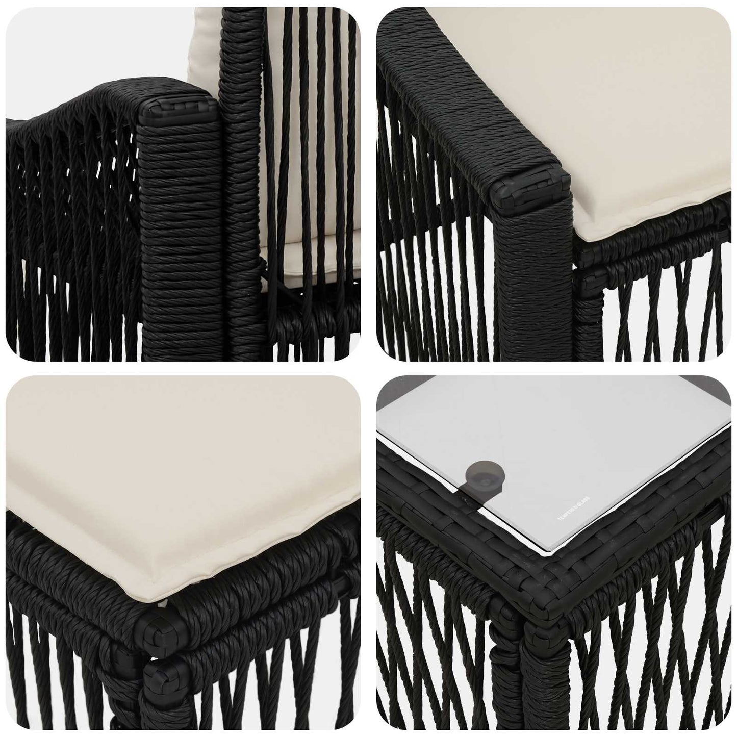 Set Divano da Giardino 11 pcs Nero polyrattan | homemem39