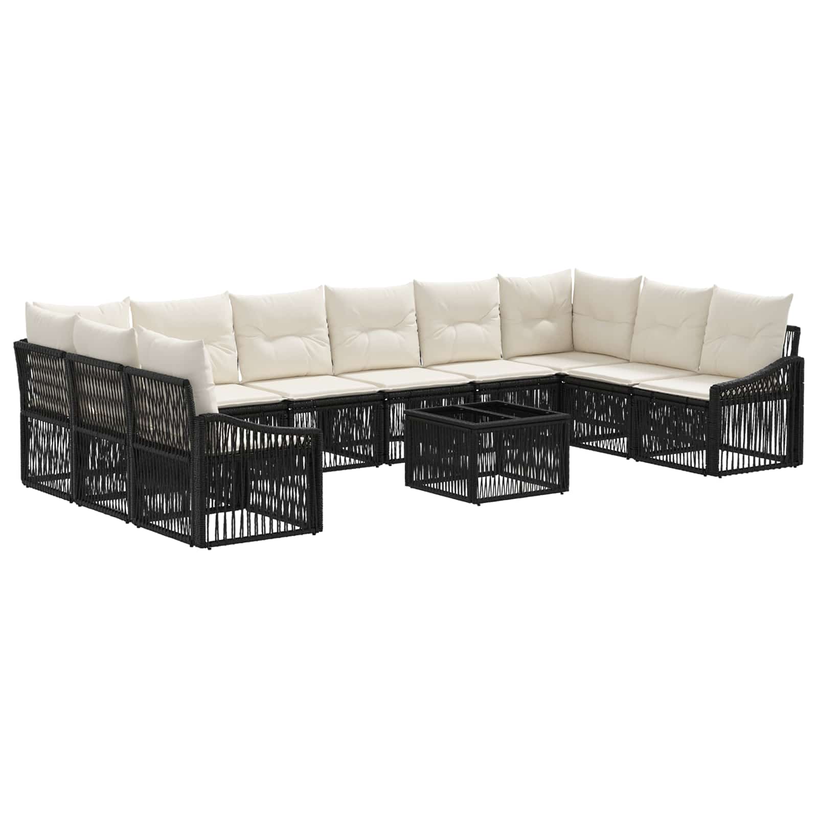 Set Divano da Giardino 11 pcs Nero polyrattan | homemem39
