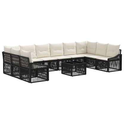 Set Divano da Giardino 11 pcs Nero polyrattan | homemem39
