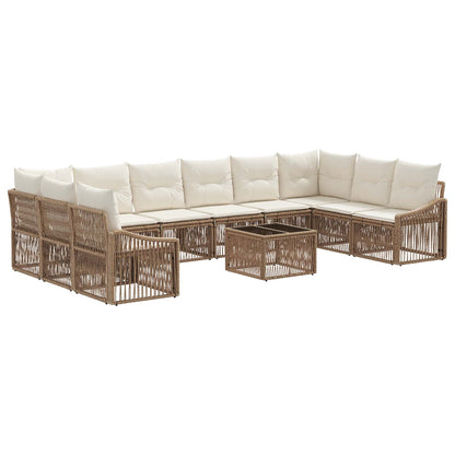 Set Divano da Giardino 11 pz Beige polyrattan