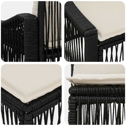 Set Divano da Giardino 9 pcs Nero polyrattan | homemem39