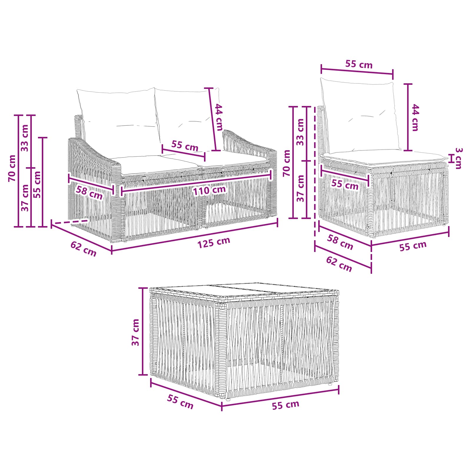 Set Divano da Giardino 9 pcs Beige polyrattan | homemem39