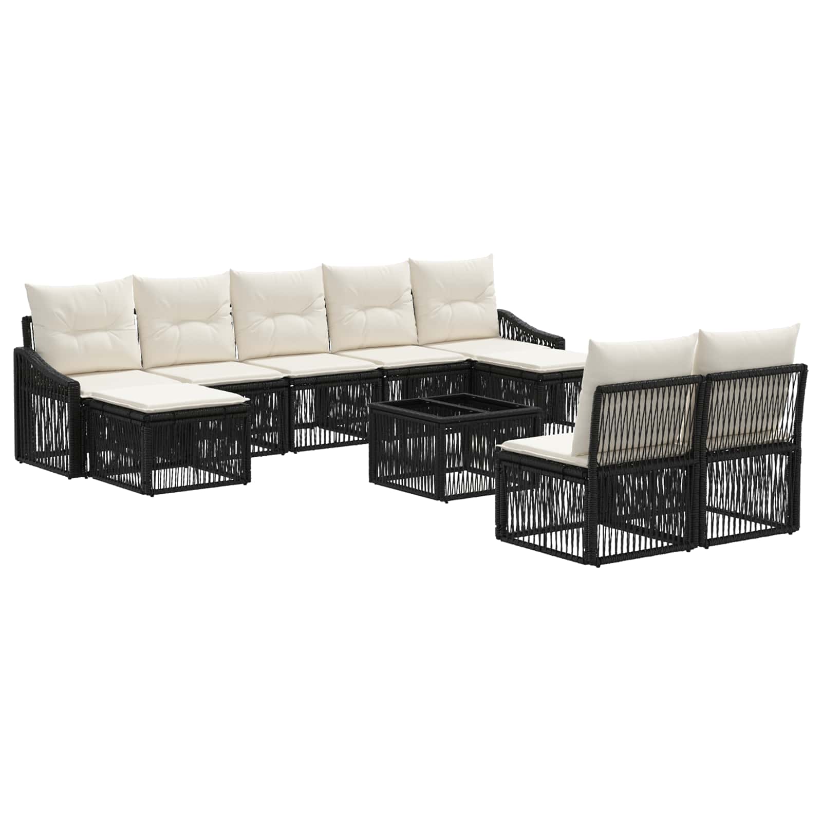 Set Divano da Giardino 10 pcs Nero polyrattan | homemem39