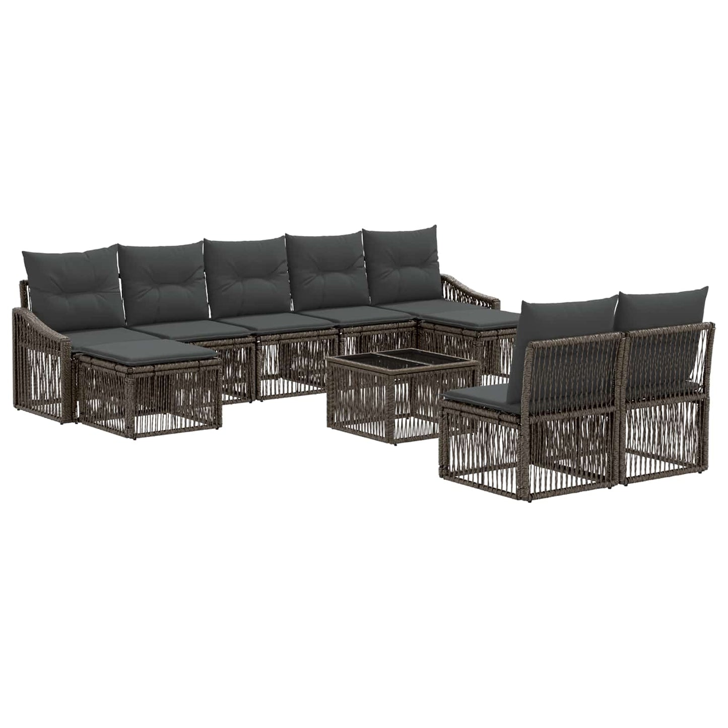 Set Divano da Giardino 10 pcs Grigio polyrattan | homemem39