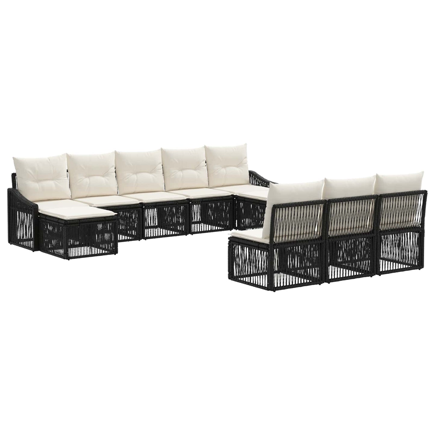 Set Divano da Giardino 10 pcs Nero polyrattan | homemem39