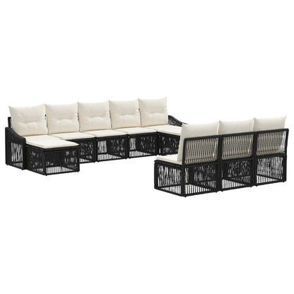Set Divano da Giardino 10 pcs Nero polyrattan | homemem39