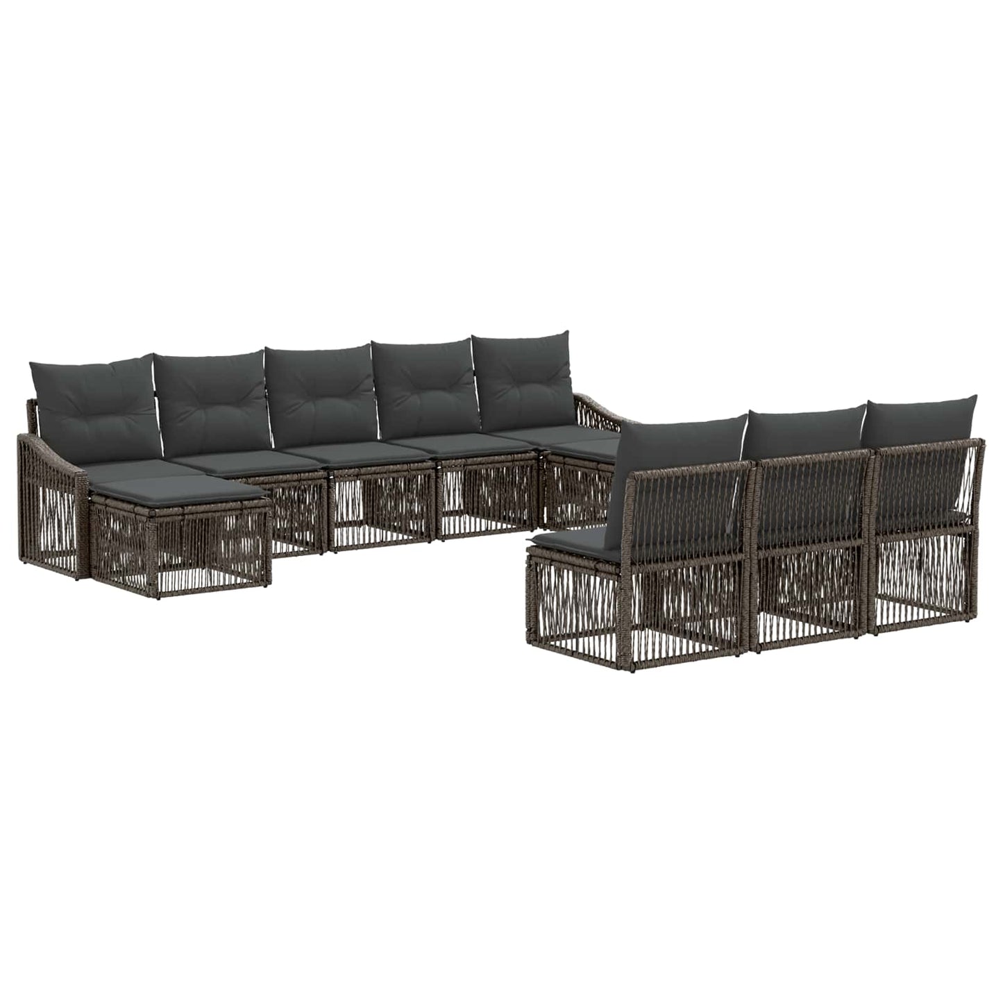 Set Divano da Giardino 10 pcs Grigio polyrattan | homemem39