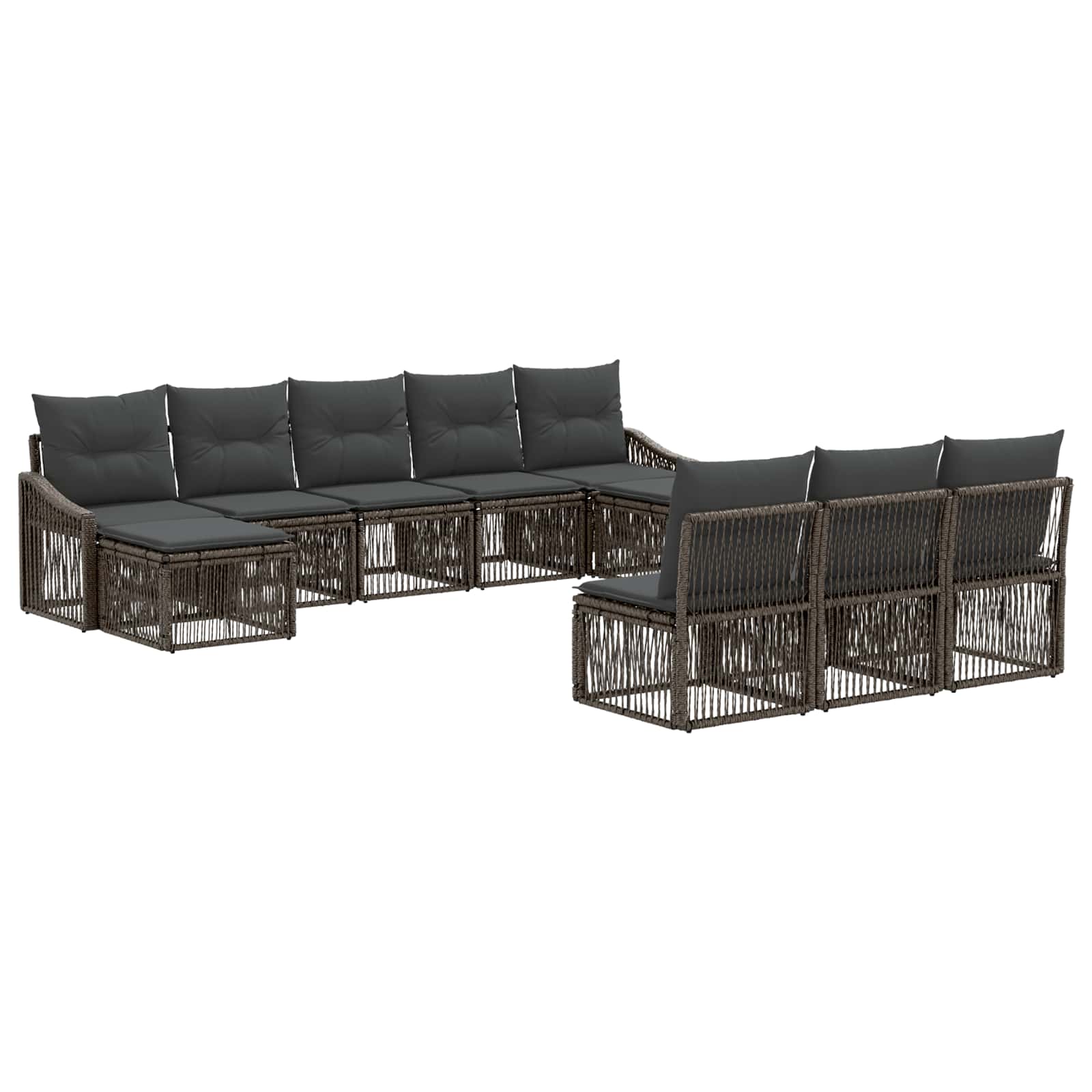Set Divano da Giardino 10 pcs Grigio polyrattan | homemem39