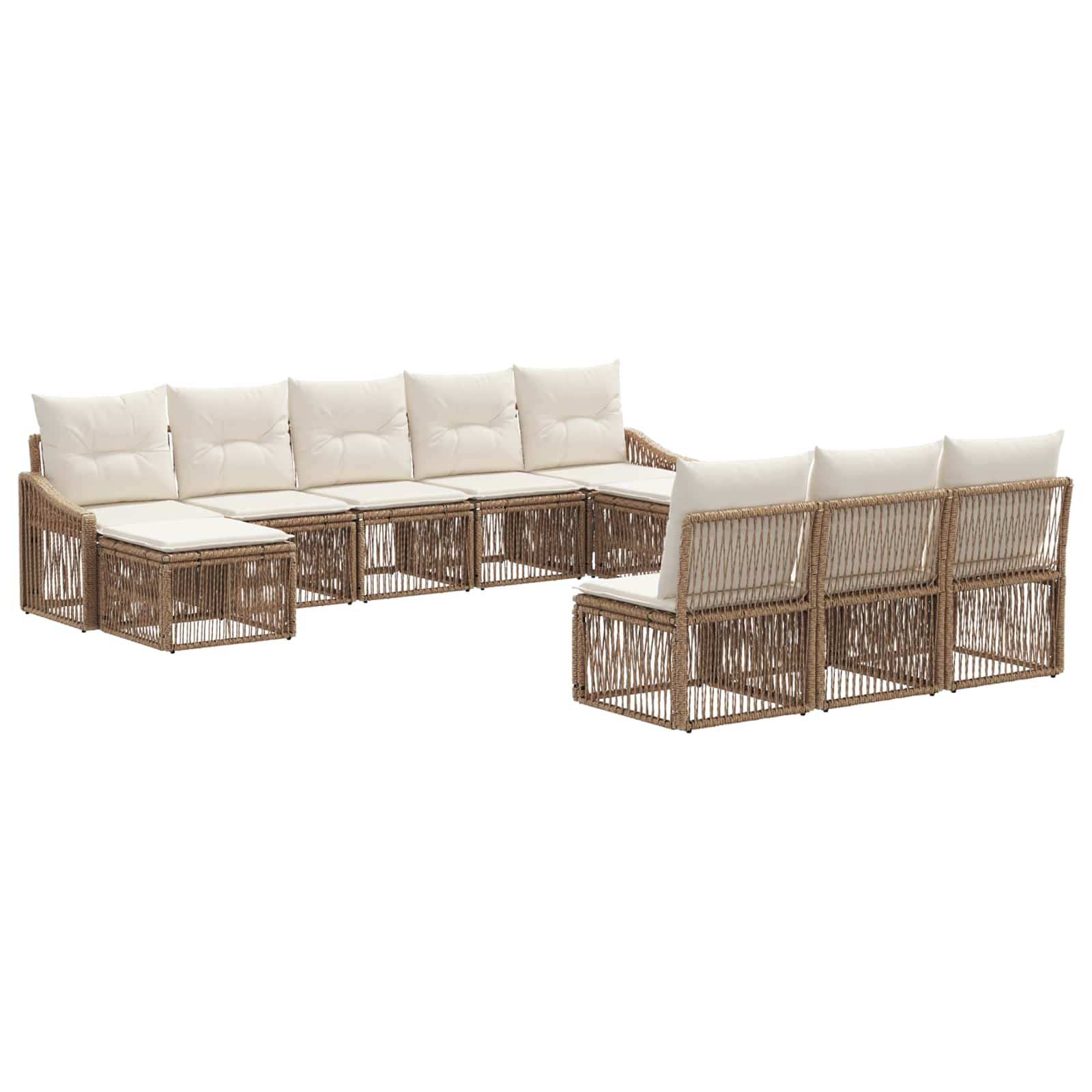Set Divano da Giardino 10 pcs Beige polyrattan | homemem39
