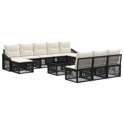 Set Divano da Giardino 11 pcs Nero polyrattan | homemem39