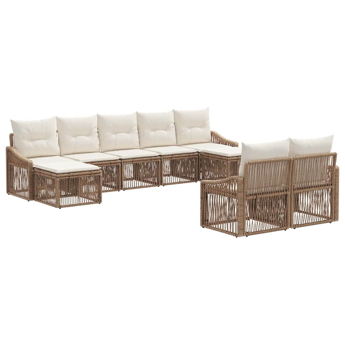 Set Divano da Giardino 9 pcs Beige polyrattan | homemem39