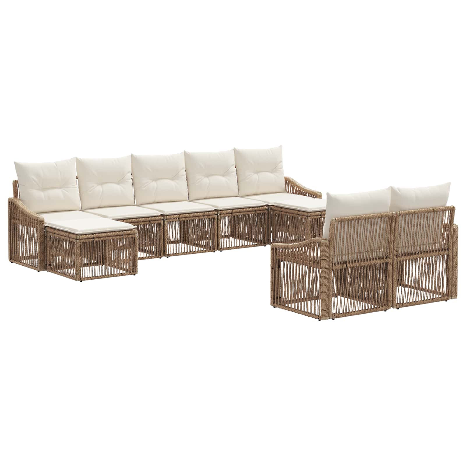 Set Divano da Giardino 9 pcs Beige polyrattan | homemem39