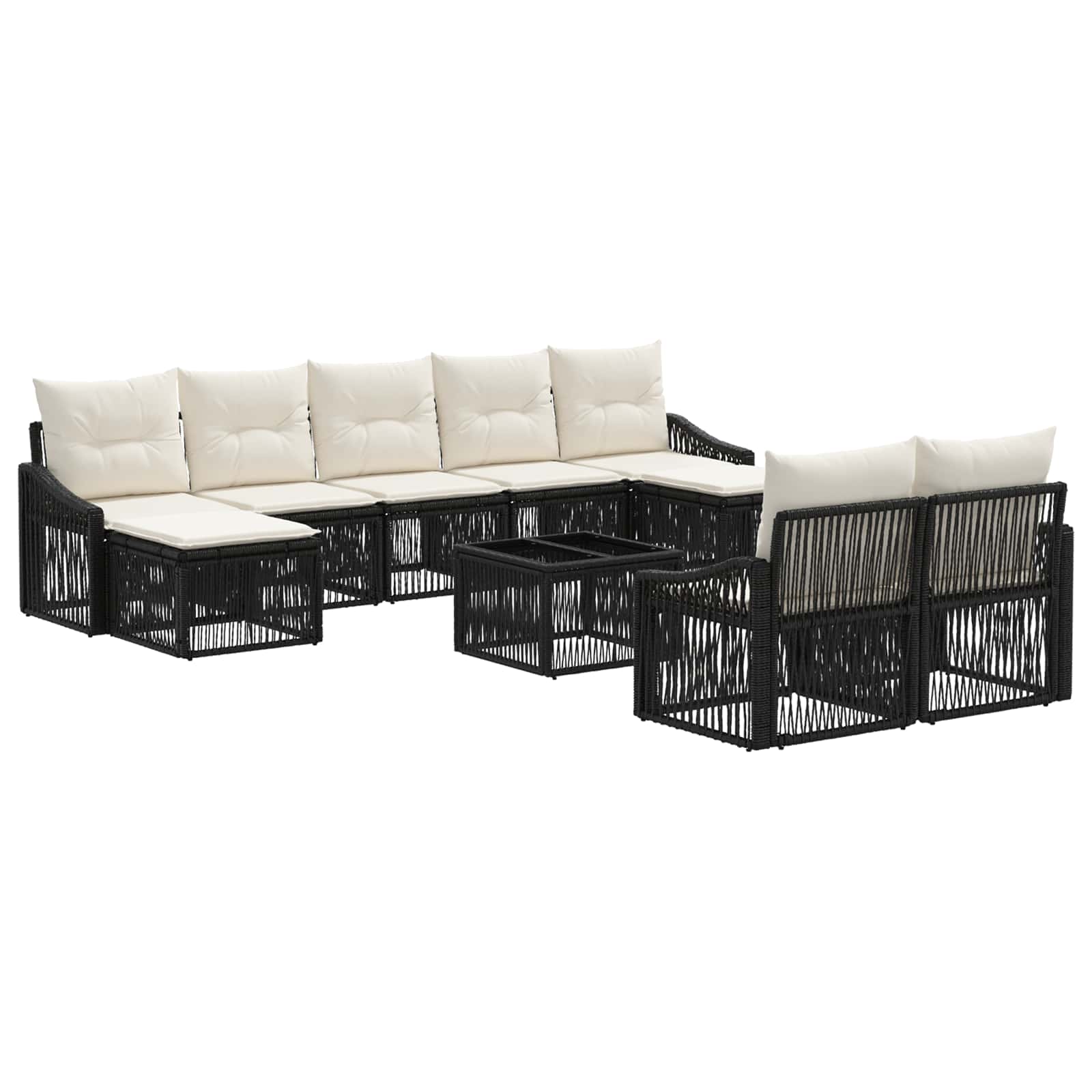 Set Divano da Giardino 10 pcs Nero polyrattan | homemem39