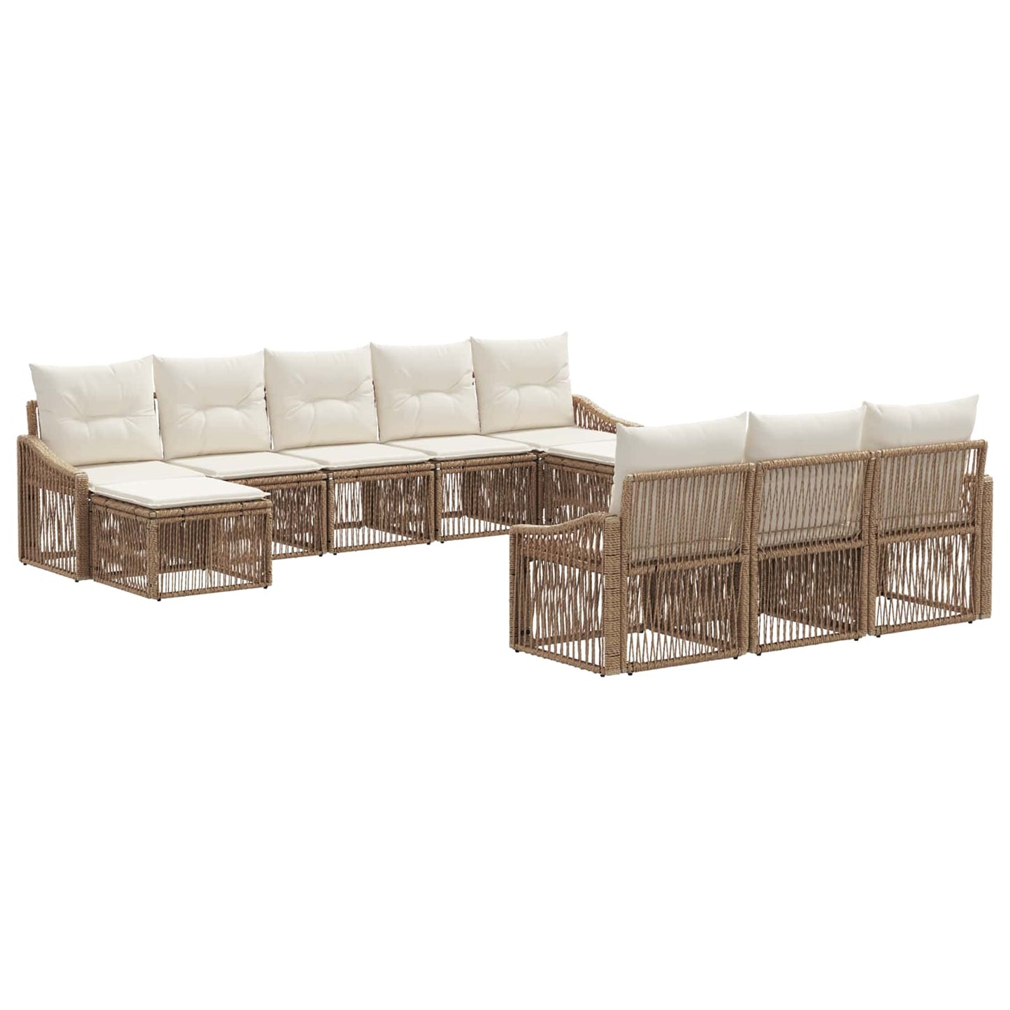 Set Divano da Giardino 10 pcs Beige polyrattan | homemem39