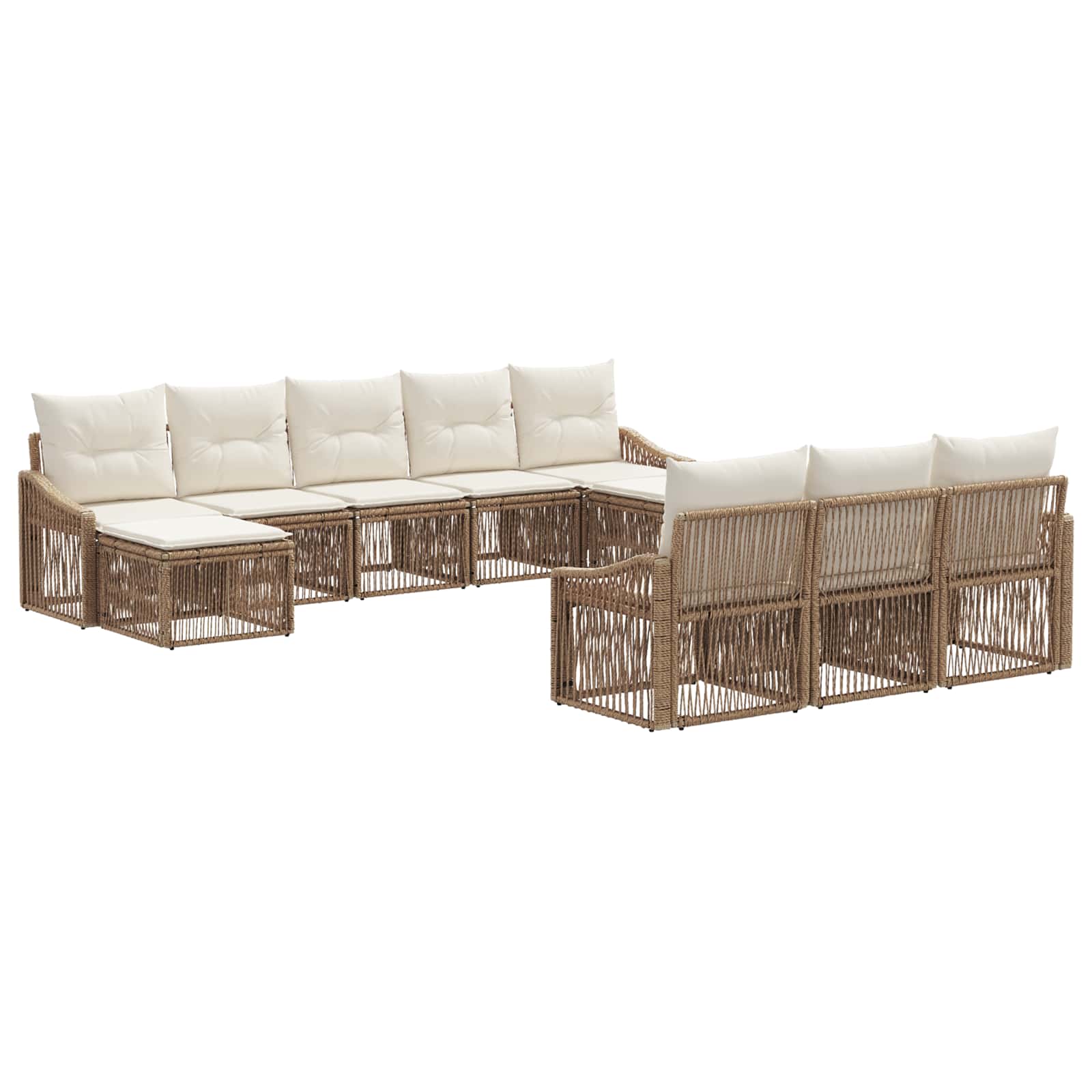 Set Divano da Giardino 10 pcs Beige polyrattan | homemem39
