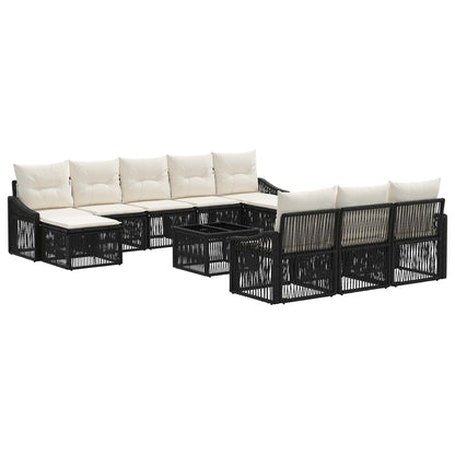 Set Divano da Giardino 11 pcs Nero polyrattan | homemem39