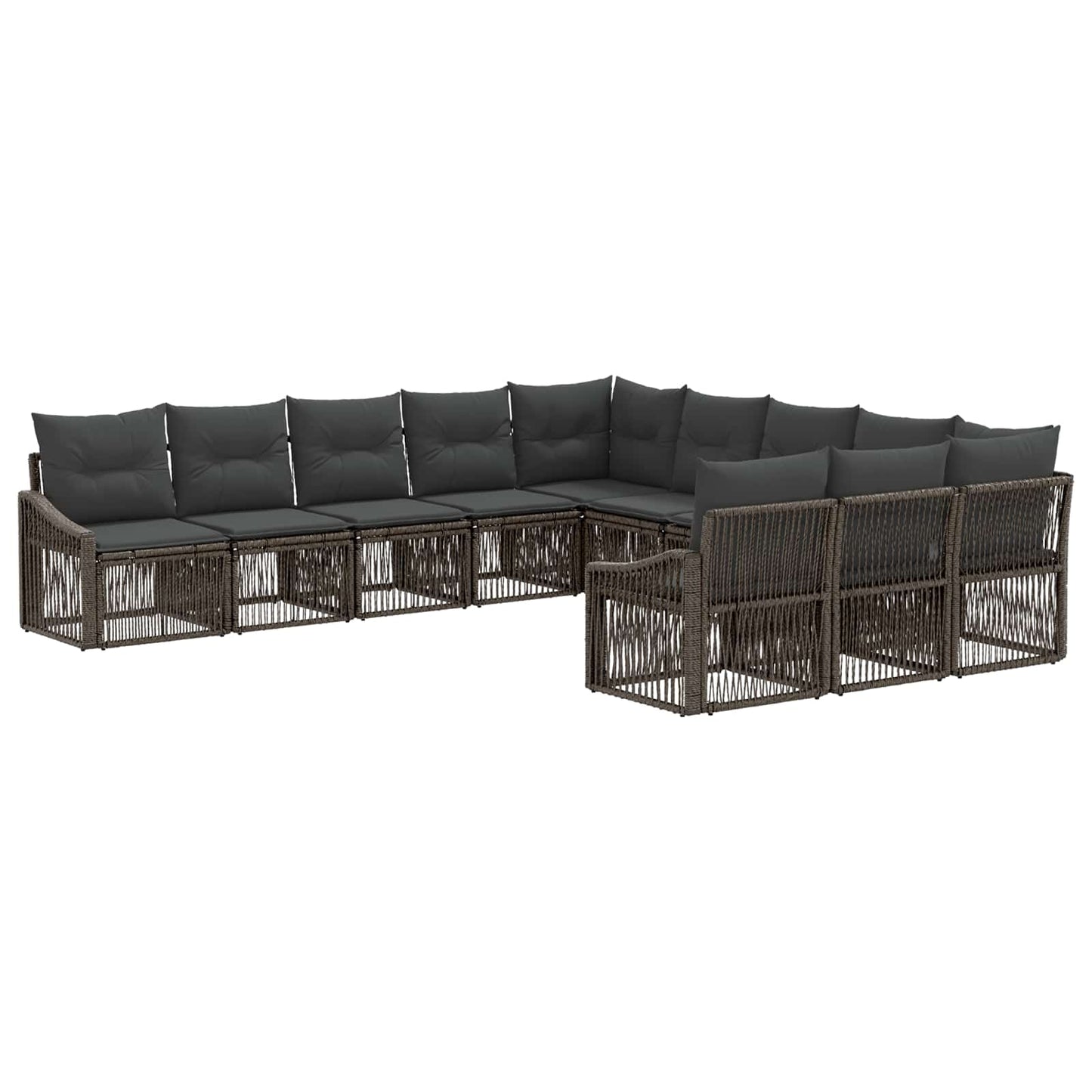 Set Divano da Giardino 11 pcs Grigio polyrattan | homemem39