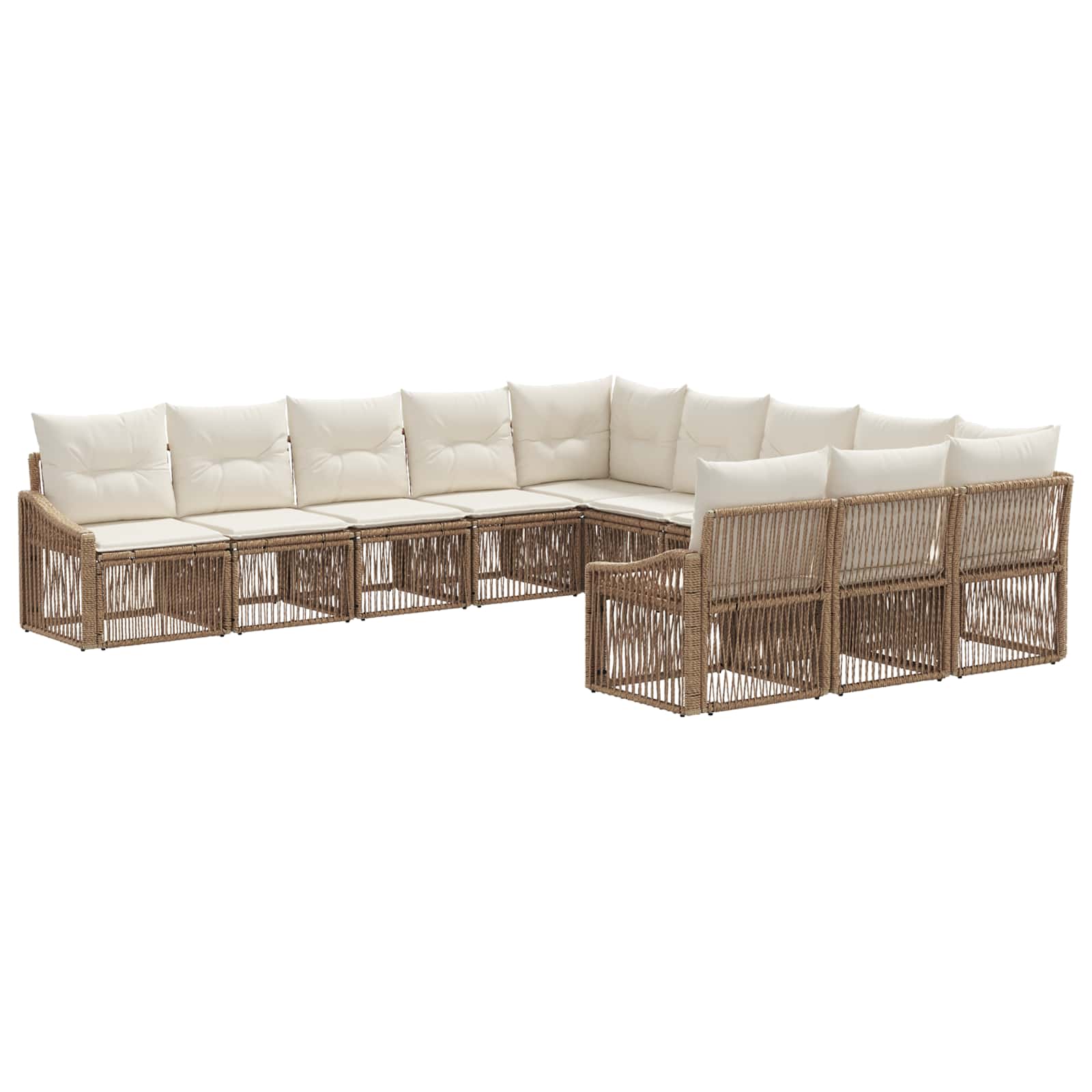 Set Divano da Giardino 11 pcs Beige polyrattan | homemem39