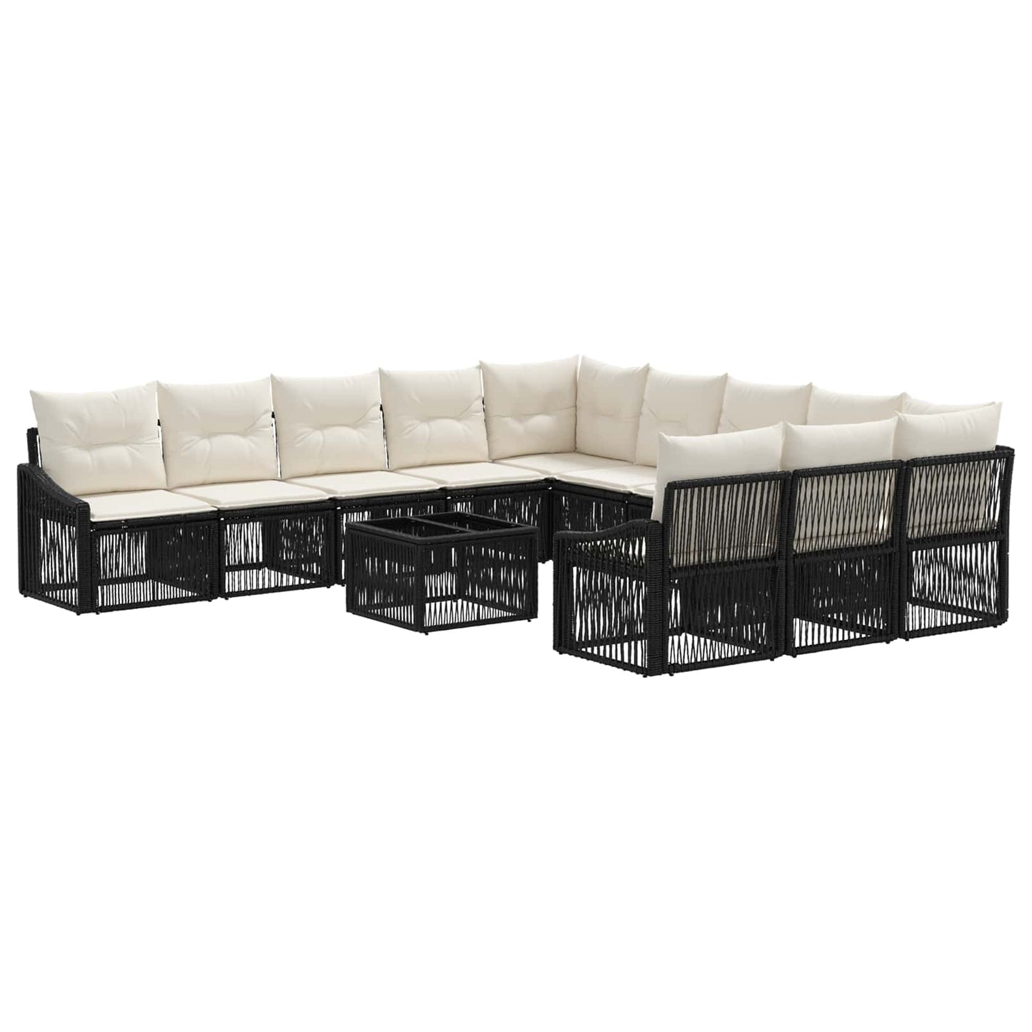Set Divano da Giardino 12 pcs Nero polyrattan | homemem39