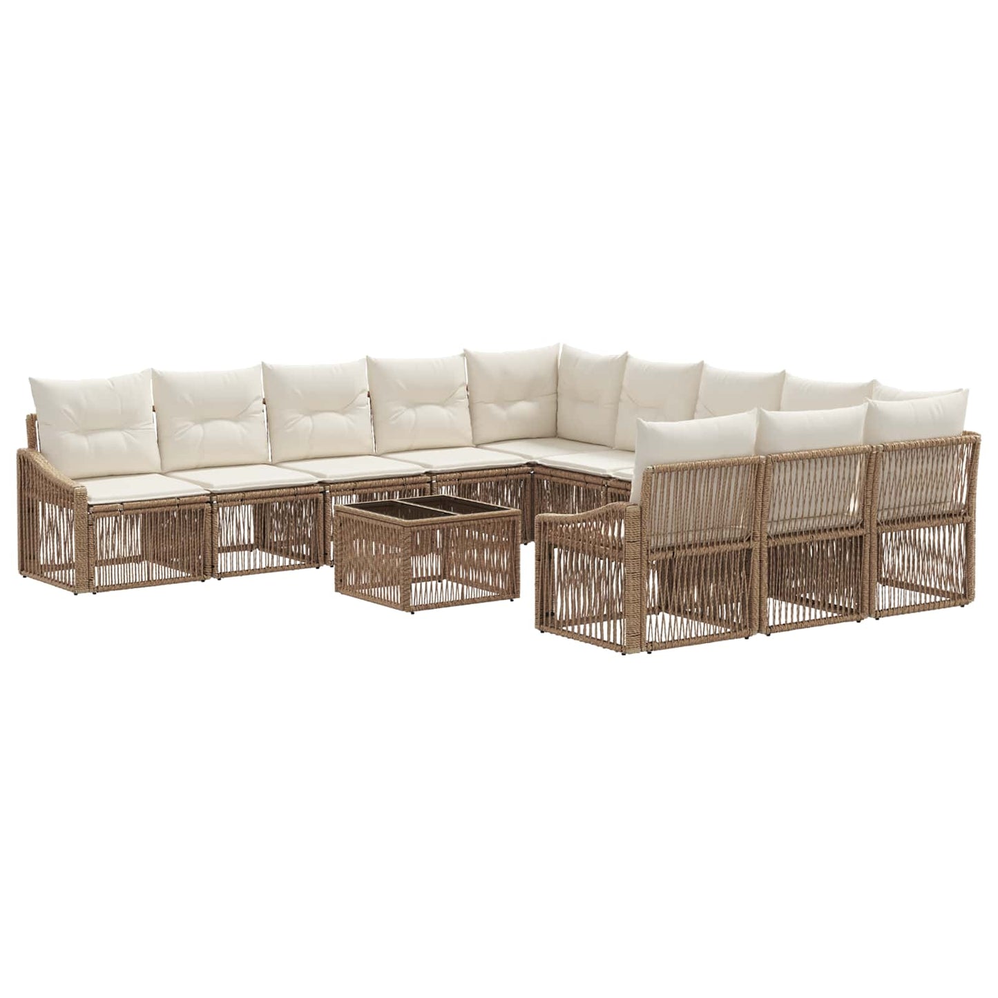 Set Divano da Giardino 12 pcs Beige polyrattan | homemem39