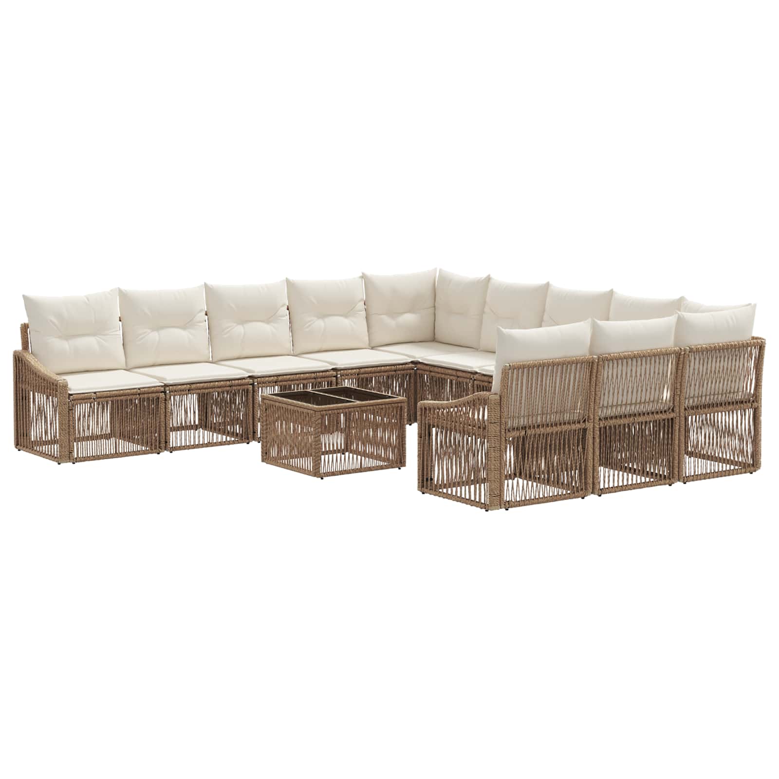 Set Divano da Giardino 12 pcs Beige polyrattan | homemem39
