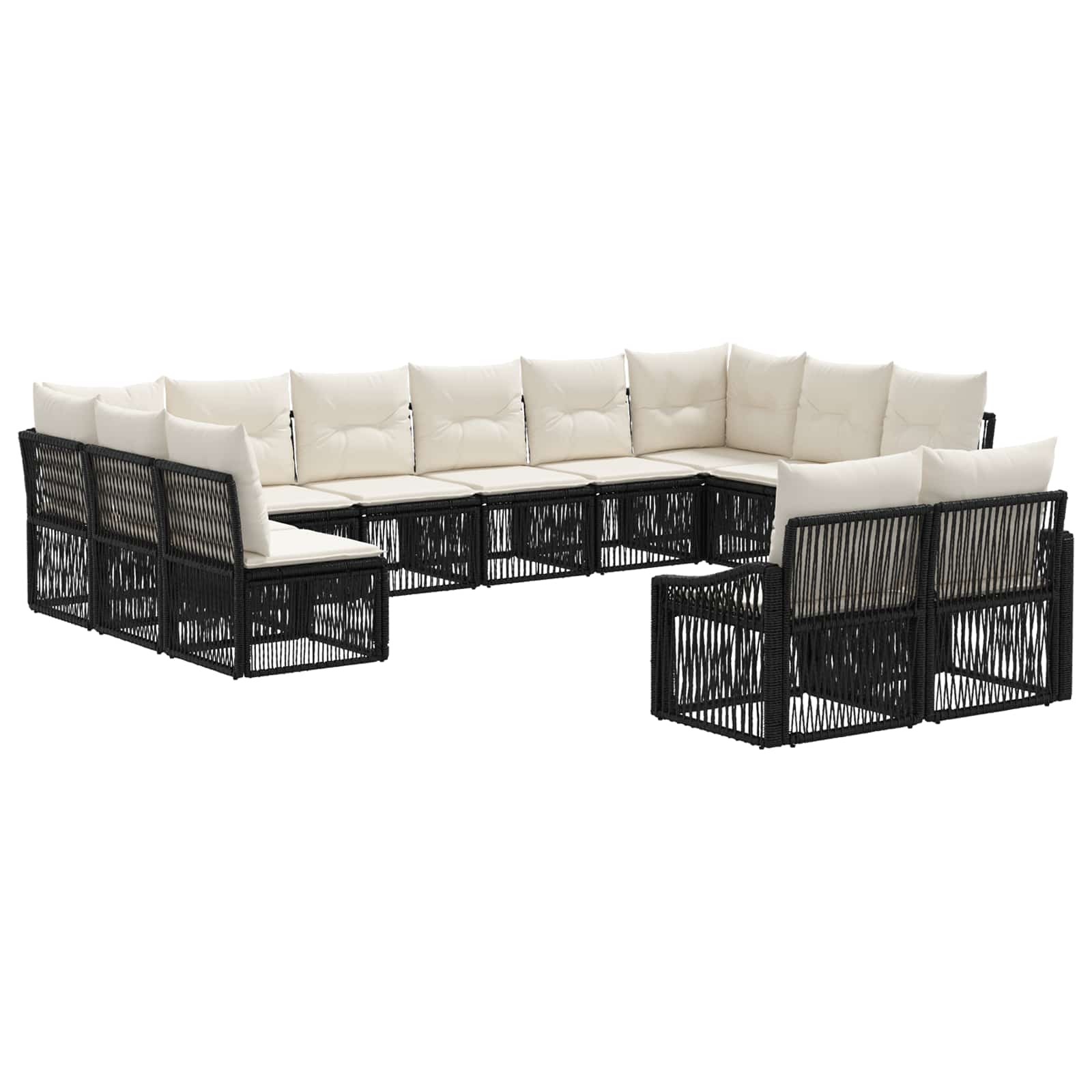 Set Divano da Giardino 12 pcs Nero polyrattan | homemem39
